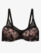 love magnolia Sutien Din Dantelă Negru-Roz cu Bretele Detașabile Revalora