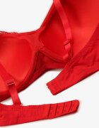 love magnolia Sutien din dantelă Roșu Tip Full Cup cu Catarame Metalice și Zirconii Mulani