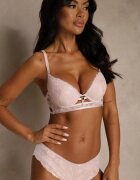 love magnolia Sutien din dantelă roz în stil clasic cu aplicație Galinassa