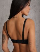 love magnolia Sutien Negru-Bej cu Bretele Suplimentare Decorat cu Dantelă și Strasuri Ollimi