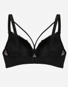 love magnolia Sutien Negru-Bej cu Bretele Suplimentare Decorat cu Dantelă și Strasuri Ollimi