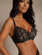 love magnolia Sutien Negru-Bej Decorat cu Dantelă și Fundiță Aqiany