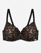 love magnolia Sutien Negru-Bej Decorat cu Dantelă și Fundiță Aqiany