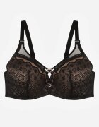 love magnolia Sutien Negru-Bej din Dantelă cu Inimă de Zirconiu Adrievianna
