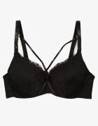 love magnolia Sutien Negru cu Bretele Suplimentare Decorat cu Dantelă și Zirconii Ollimi
