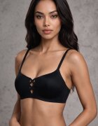 love magnolia Sutien Negru cu finisaj neted cu imitație de legătură Azisene