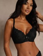love magnolia Sutien Negru Decorat cu Dantelă și Fundă Aqiany