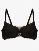 love magnolia Sutien negru din dantelă cu inimă din zirconiu și dantelă Nelanisea