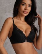 love magnolia Sutien Negru din dantelă decorat cu aplicație metalică Mirzedi