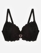 love magnolia Sutien Negru din Dantelă Decorat cu Inimă din Zirconiu Bothilei