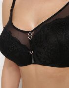 love magnolia Sutien Negru Din Dantelă Tip Full Cup cu Catarame Metalice și Zirconii Mulani