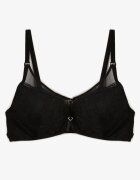 love magnolia Sutien Negru Din Dantelă Tip Full Cup cu Catarame Metalice și Zirconii Mulani