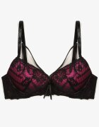 love magnolia Sutien Negru-Fuchsia din dantelă decorat cu fundiță Falzedia