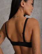 love magnolia Sutien Negru-Roz cu Bretele Suplimentare Decorat cu Dantelă și Zirconii Ollimi
