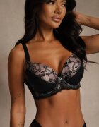 love magnolia Sutien Negru-Roz cu Dantelă și Zirconii Himelodia