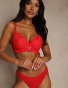 love magnolia Sutien Roșu Dantelat Decorat Cu Inimă De Zirconiu Bothilei