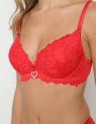 love magnolia Sutien Roșu din Dantelă cu Inimă din Zirconiu și Dantelă Nelanisea