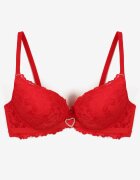love magnolia Sutien Roșu din Dantelă cu Inimă din Zirconiu și Dantelă Nelanisea