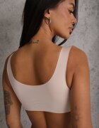 love magnolia Sutien Sportiv Bej cu Bureți Decorat cu Inserție din Plasa Edalissa