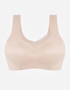 love magnolia Sutien Sportiv Bej cu Bureți Decorat cu Inserție din Plasa Edalissa