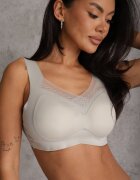 love magnolia Sutien Sportiv Gri cu Intărire Decorat cu Inserție din Plasă Edalissa