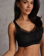 love magnolia Sutien sportiv negru cu întăritură decorat cu inserție din plasă Edalissa