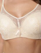 love magnolia Sutien tip full cup Bej din dantelă cu catarame metalice și zirconii Mulani