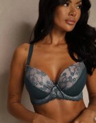 love magnolia Sutien verde închis cu dantelă și zirconii Himelodia