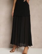lovery Ansamblu Elegant Negru Vestă și Fustă Evazată Werani