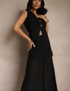 lovery Ansamblu Elegant Negru Vestă și Fustă Evazată Werani