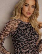 lovery Bluză bej din material transparent cu căptușeală Semiaura