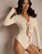 lovery Body Bej cu Viscoză Decolteu petrecut și Floare 3D Desovia