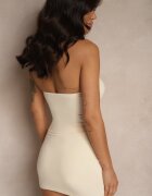 lovery Compleu Bej din Viscoză Top Bandeau și Fustă Decorat cu Catarame Miraniela