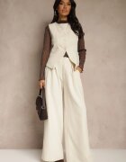 lovery Compleu Costum Bej Pantaloni Largi și Vestă Ziorene