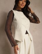 lovery Compleu Costum Bej Pantaloni Largi și Vestă Ziorene