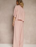lovery Compleu Roz închis din Viscoză cu croială Oversize Cămașă și Pantaloni Dovaraella