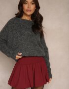 lovery Fustă Bordeaux Bufantă cu croială evazată stil Balon cu bandă elastică lată în talie Hetitha