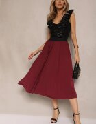 lovery Fustă Casual Plisată Bordo cu talie elastică Velentina