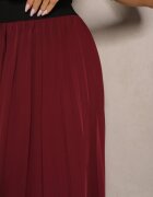 lovery Fustă Casual Plisată Bordo cu talie elastică Velentina