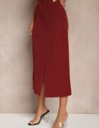 lovery Fustă creion bordo din vâscoză High Waist cu șliț Semivinia