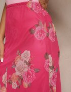 lovery Fustă Fucsia cu Imprimeu Floral cu Croială Cloș Efrirene