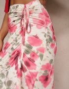 lovery Fustă Fucsia plisată florală decorată cu o fantă laterală pe picior