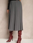lovery Fustă Gri Casuală Plisată cu elastic în talie Velentina