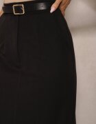 lovery Fustă Neagră Creion din Vâscoză High Waist cu Șliț Semivinia