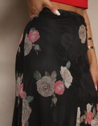lovery Fustă Neagră cu Model Floral cu Croi Evazat Efrirene