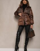 lovery Jachetă Maro cu Glugă și Curea încrețită Decorată cu Franjuri și Matlasare Sanathra