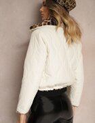 lovery Jachetă puffer matlasată bej reversibilă cu blană cu imprimeu leopard Tinnathra