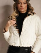 lovery Jachetă puffer matlasată bej reversibilă cu blană cu imprimeu leopard Tinnathra