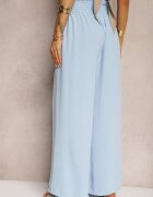 lovery Pantaloni albaștri deschis High Waist cu picioare largi și elastic în talie Risabessa
