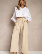 lovery Pantaloni Bej Largi Talie înaltă Croi de costum Cu pliuri Uliadorea